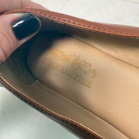 Coach & Four Classic Leather Flats Brown Made in Italy Slip-On Square Toe Sz 6.5 - Picture 9 of 14